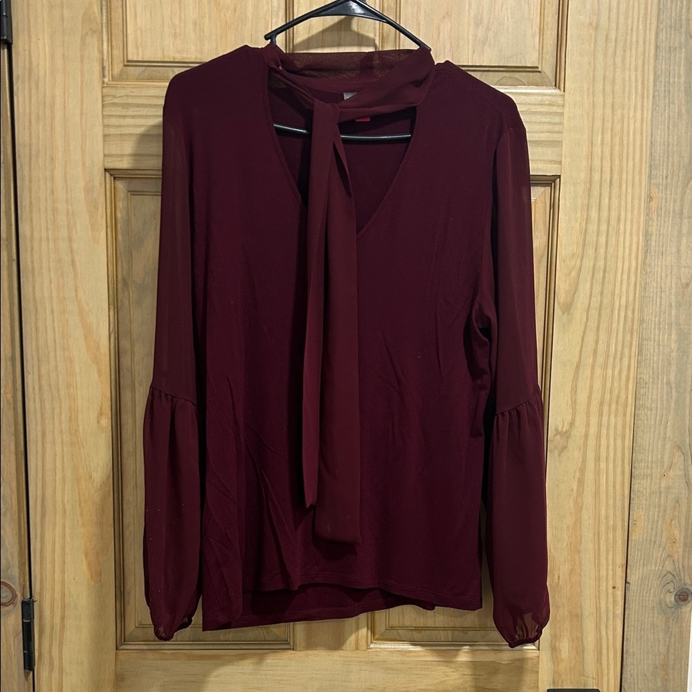 Vince Camuto Deep Red Blouse with Tie Neck